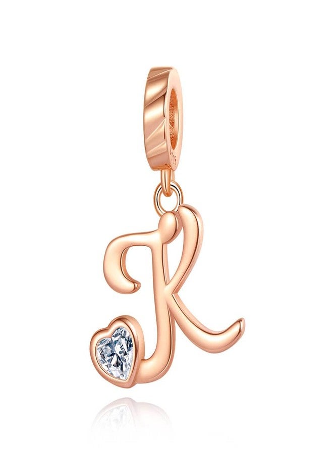 VALGACLS A-Z Letter Charm Rose Gold Letter Charms Letter K Alphabet Dangle Charm Beads for Bracelets and Necklaces - Image 1